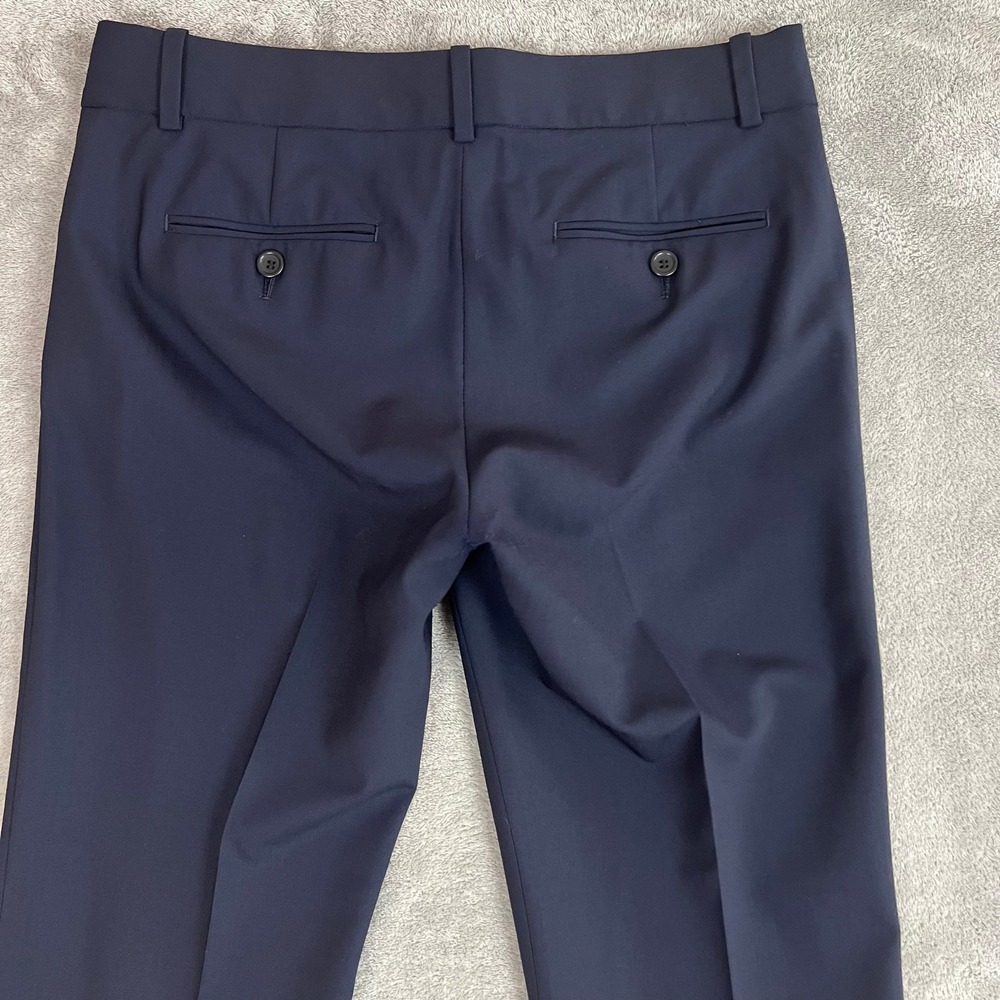 Theory Dress Pants Womens 6 Pleated Navy Wool Low Rise Wide Leg Career - Picture 7 of 10